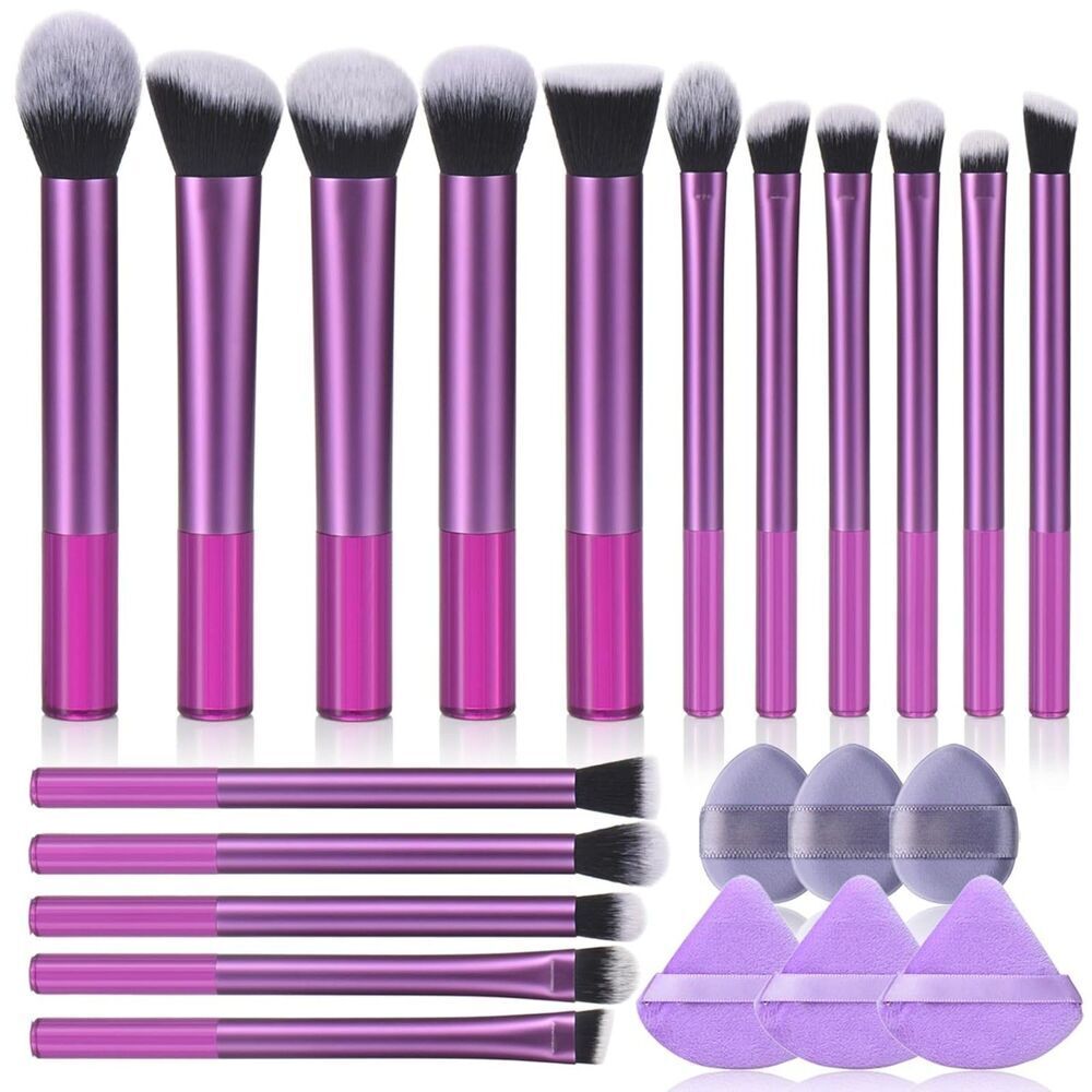 22 Pcs Purple Makeup Kit With Case Premium Brushes Set With Beauty Puff